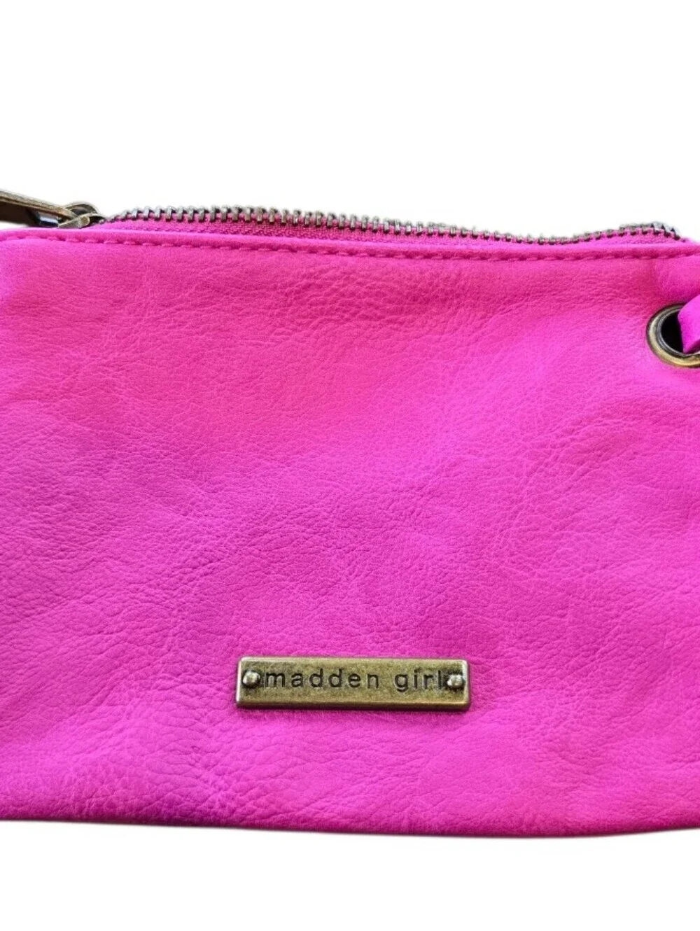 Madden Girl Fushia Pink Faux Leather Zip Wristlet